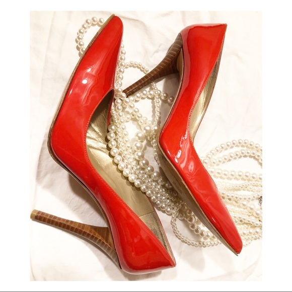Stuart Weitzman Orange Patent Leather Pumps - Picture 4 of 7